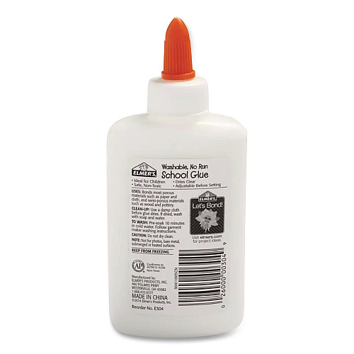 Elmer's Washable School Glue, 4 oz Bottle, Dries Clear (E304NREA)