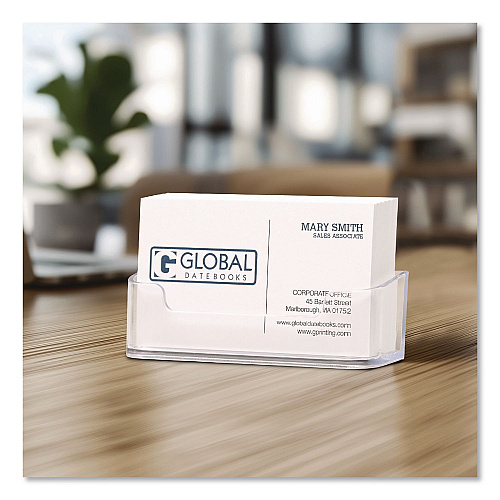 Excello Global Products Business Card Holders, Holds 50 Cards, 3.75 x 1.5 x 1.88, Plastic, Clear, 2/Pack (BCH2PK)