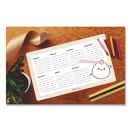 Denik Lil B Dumpling Notepad Calendar, 10 x 6, (52) White Sheets with Dumpling Graphic, Undated (DP1887)