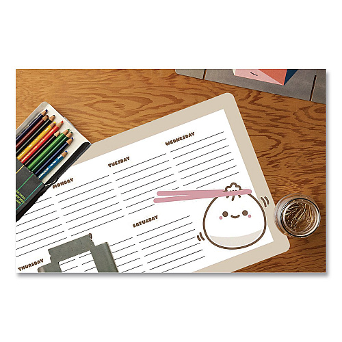 Denik Lil B Dumpling Notepad Calendar, 10 x 6, (52) White Sheets with Dumpling Graphic, Undated (DP1887)
