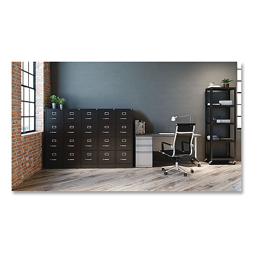 Hirsh Industries Commercial Vertical Letter File Cabinet, 4 Letter-Size File Drawers, 15 x 25 x 52, Black (14116)