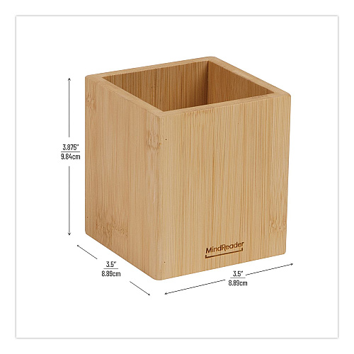 Mind Reader Wood Pen Cup Holder, 3.5" x 3.5" x 3.88", Brown (BMPENBRN)