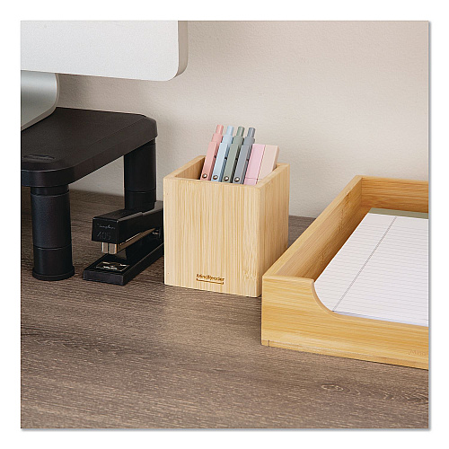 Mind Reader Wood Pen Cup Holder, 3.5" x 3.5" x 3.88", Brown (BMPENBRN)