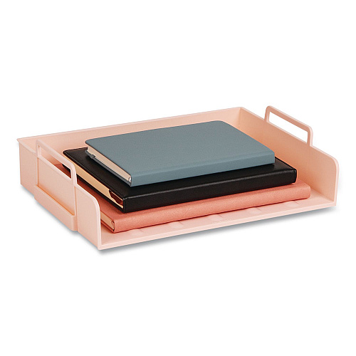 Mind Reader Stackable Plastic Desk Tray, 4 Sections, Letter Size, 13.75 x 10 x 10.75, Pink (DANSTACK4PNK)