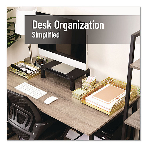 Mind Reader Metal Desk Organizer Set, Gold, 4 Pieces (DESK4GLD)