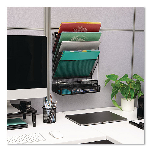 Mind Reader 7-Compartment Metal Desk Shelf, 12.5 x 4 x 16.5, Black (MAGROUNDBLK)
