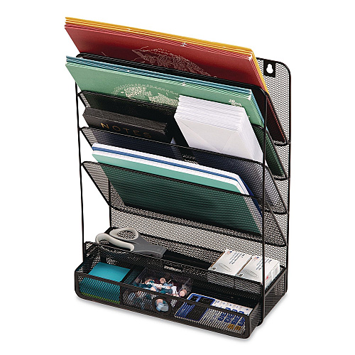 Mind Reader 7-Compartment Metal Desk Shelf, 12.5 x 4 x 16.5, Black (MAGROUNDBLK)