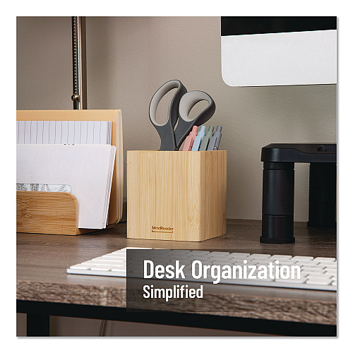 Mind Reader Wood Pen Cup Holder, 3.5" x 3.5" x 3.88", Brown (BMPENBRN)