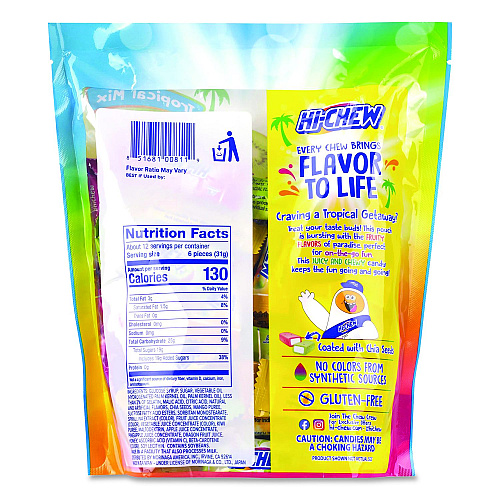 Hi-Chew Stand Up Pouch Tropical Mix, 12.7 oz Pouch, 2/Carton (22002810)