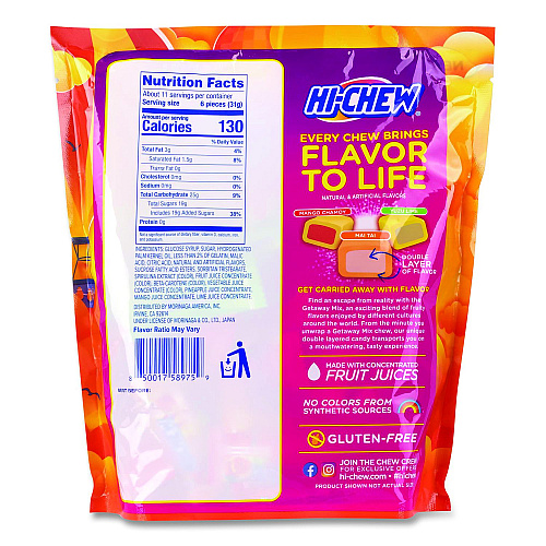 Hi-Chew Stand Up Pouch Getaway Mix, Mango Chamoy/Mai Tai/Yuzu Lime, 11.65 oz Pouch, 2/Carton (22002813)