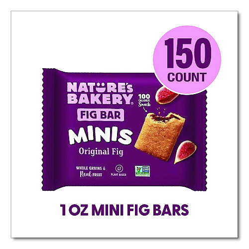Nature's Bakery Minis Whole Wheat Fig Bar Original, 1 oz Packet, 150/Carton (22002849)