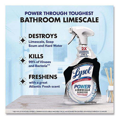 LYSOL Brand Power Limescale Remover, Atlantic Fresh Scent, 32 oz Trigger Spray Bottle, 12/Carton (95816CT)