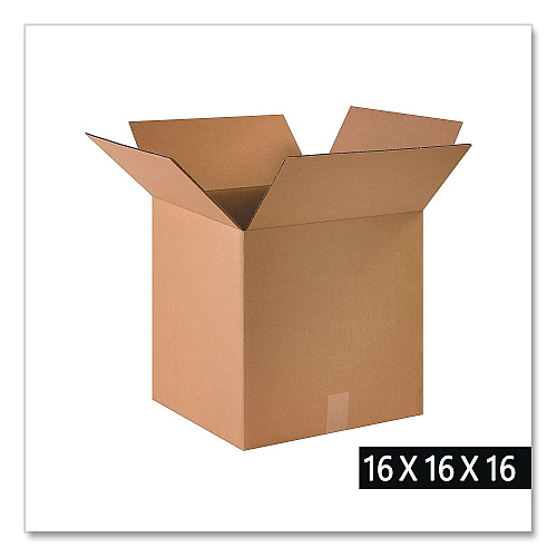 National Brand Shipping Boxes, Regular Slotted Container (RSC), 16" x 16" x 16", Kraft, 25/Bundle (161616)