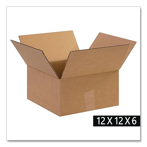 National Brand Shipping Boxes, Regular Slotted Container (RSC), 12" x 12" x 6", Kraft, 25/Bundle (121206)