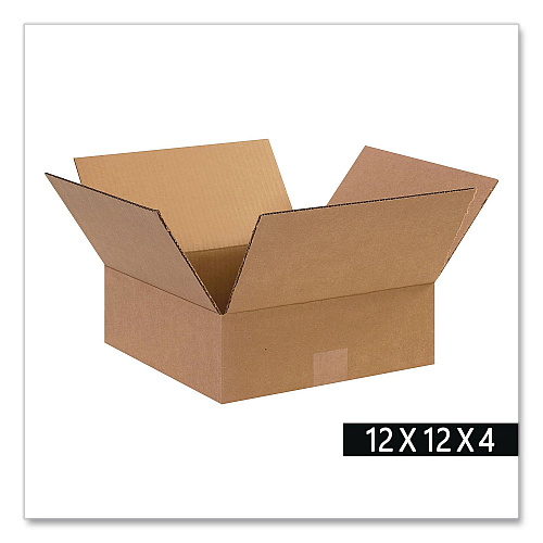 National Brand Shipping Boxes, Regular Slotted Container (RSC), 12" x 12" x 4", Kraft, 25/Bundle (121204)