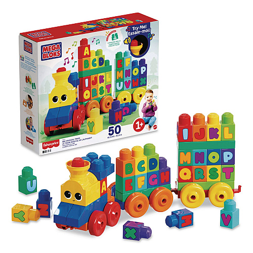 Mattel MEGA BLOKS ABC Musical Train, Preschool, 46 Pieces (FWK22)