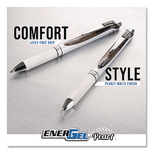 Pentel EnerGel Pearl Deluxe RTX Gel Pen, Retractable, Medium 0.7 mm, Assorted Ink, Assorted Barrel, 12/Pack (BL77PWBP12M)