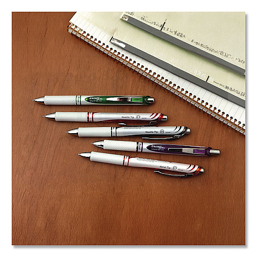 Pentel EnerGel Pearl Deluxe RTX Gel Pen, Retractable, Medium 0.7 mm, Assorted Ink, Assorted Barrel, 12/Pack (BL77PWBP12M)