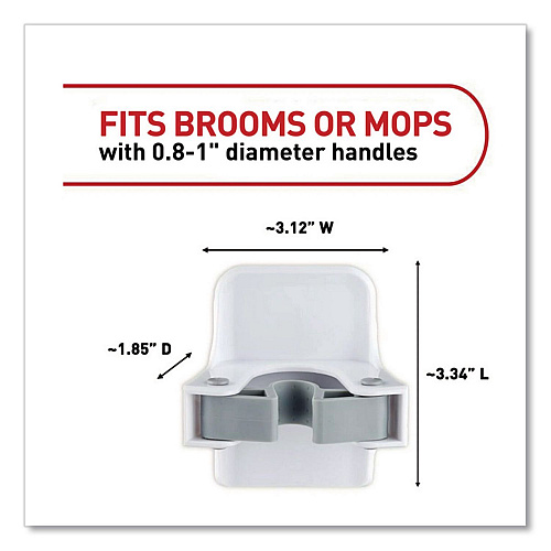 Command Closet Organization Essentials Variety Kit, Broom Gripper and (2) Utility Hooks, Plastic, White, Supports 4 lb, 3/Pack (17235ES)