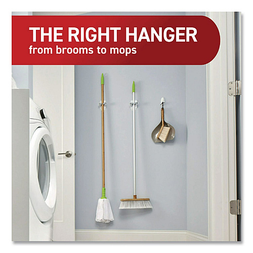 Command Closet Organization Essentials Variety Kit, Broom Gripper and (2) Utility Hooks, Plastic, White, Supports 4 lb, 3/Pack (17235ES)