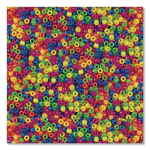Creativity Street Pony Beads, Plastic, 0.24" x 0.35", Assorted Neon Colors, 1,000/Pack (2323379)