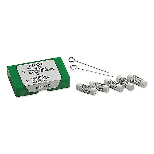 Pilot Dr. Grip Mechanical Pencil Eraser Refill for Pencil Marks, White, 5/Pack (70001)