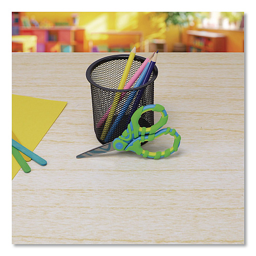 Westcott Vibez Student Scissors, Pointed Tip, 5" Long, 2.25" Cut Length, Straight Green/Blue Handle (00858)