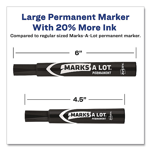 Avery MARKS A LOT Tank Permanent Marker, Chisel Tip, Black (08888EA)