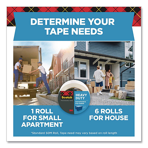 Scotch 3850 Heavy-Duty Packaging Tape with Dispenser, 3" Core, 1.88" x 54.6 yd, Clear, 2 Rolls/Pack (3850S21RD3GC)