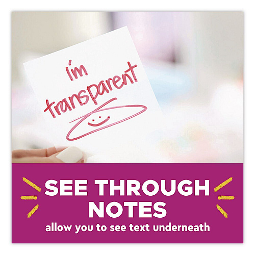 Post-it Transparent Notes, 2.88" x 2.88", Assorted Colors (Transparent Blue and Clear), 36 Sheets/Pad, 2 Pads/Pack (6002TRCOL)