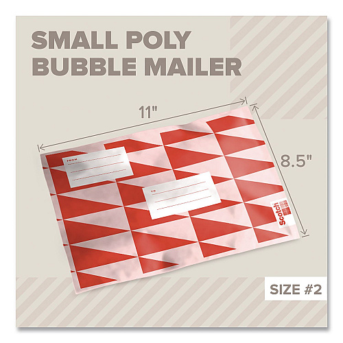 Scotch Designer Self-Sealing Bubble Mailer, #2, Self-Adhesive Closure, 8.5 x 11, Red, 4/Pack (8912DR24)