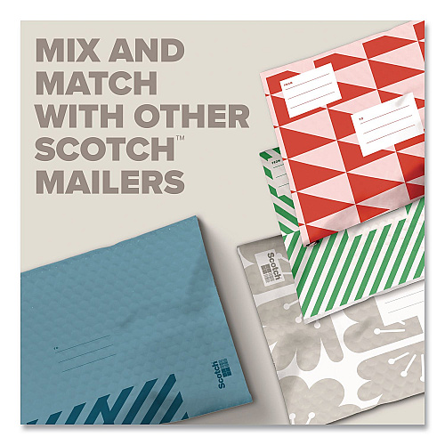 Scotch Designer Self-Sealing Bubble Mailer, #5, Self-Adhesive Closure, 10.5 x 15, Blue, 4/Pack (8915DB54)