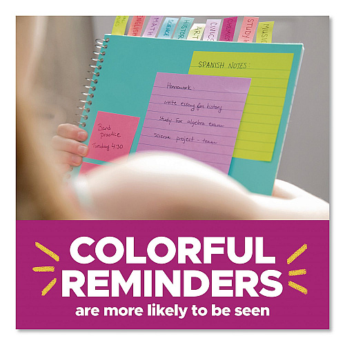 Post-it Super Sticky Notes, 3" x 3", Randomly Assorted Energy Boost and Playful Primaries Colors, 45 Sheets/Pad, 15 Pads/Pack (65415SSPS2)