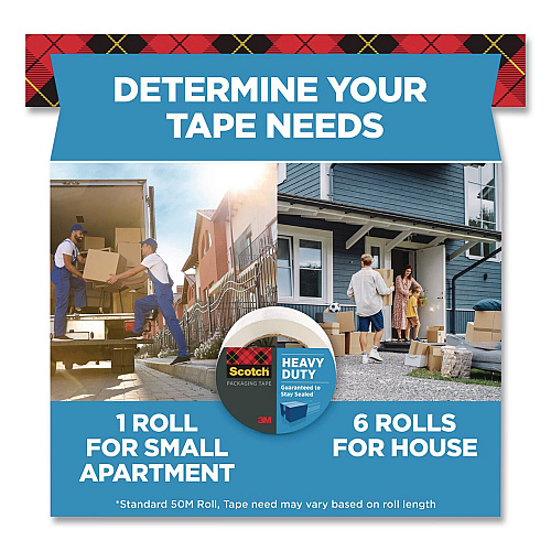 Scotch 3850 Heavy-Duty Packaging Tape, 3" Core, 1.88" x 43.7 yd, Clear, 3/Pack (3850403)