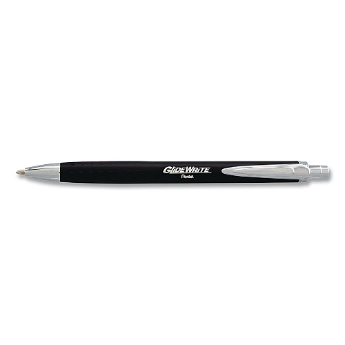 Pentel GlideWrite Executive Hybrid Gel Pen, Retractable, Medium 1 mm, Black Ink, Black/Silver Barrel, 3/Pack (BX970ABP3A)