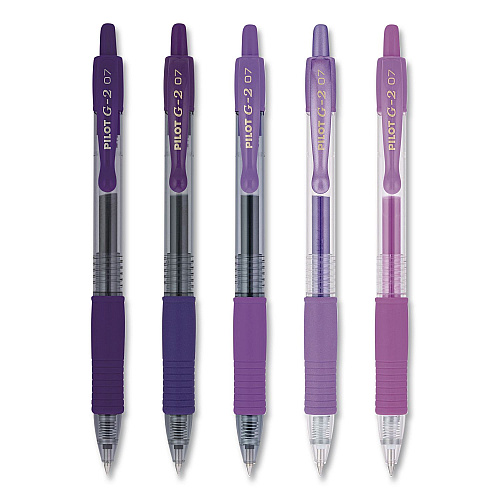 Pilot G2 Edge Colors of Creativity Premium Gel Pens, Shades of Purple, Retractable, Fine 0.7 mm, Assorted Ink/Barrel Colors, 5/Pack (XPO32001)