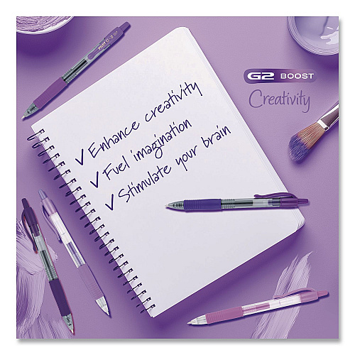 Pilot G2 Edge Colors of Creativity Premium Gel Pens, Shades of Purple, Retractable, Fine 0.7 mm, Assorted Ink/Barrel Colors, 5/Pack (XPO32001)