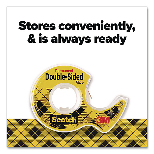 Scotch Double-Sided Permanent Tape in Handheld Dispenser, 1" Core, 0.5" x 11.11 yds, Clear, 2/Pack (137DM2)