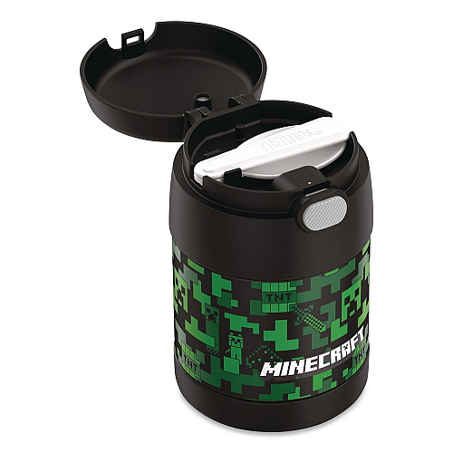 Thermos FUNTainer Minecraft Two-Compartment Food Jar, 10 oz, Black/Multicolor (F3102MI6)