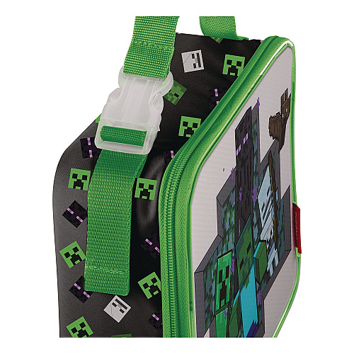 Thermos Minecraft Insulated Soft Lunch Bag, 9.5 x 3.75 x 7.5, Black/Green/Multicolor (K225055006ST)