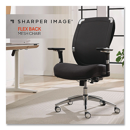 Sharper Image Flex Back Ergonomic Mesh Swivel Task Chair, Supports 275 lbs, 18.5" to 22.25" Seat Height, Dark Gray Seat/Back, Silver Base (60118DGRY)