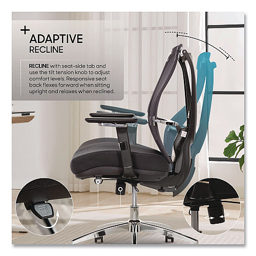 Sharper Image Flex Back Ergonomic Mesh Swivel Task Chair, Supports 275 lbs, 18.5" to 22.25" Seat Height, Dark Gray Seat/Back, Silver Base (60118DGRY)