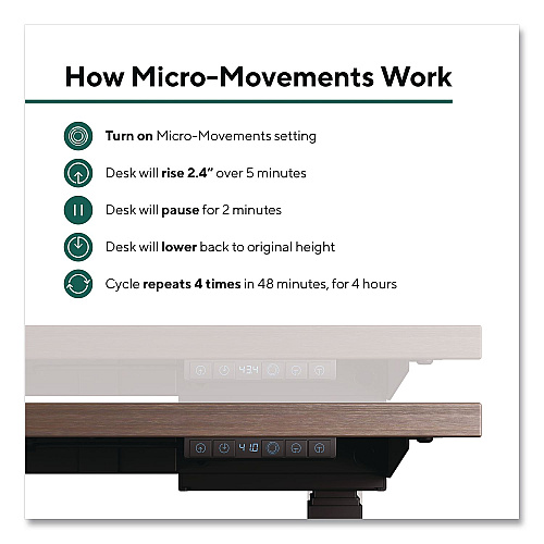 Workplace2.0 Electric Adjustable Standing Desk with Micro Movements, 55.1" x 27.6" x 25.6" to 51.2", Espresso/Gray (WP63152)