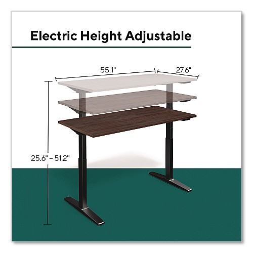 Workplace2.0 Electric Adjustable Standing Desk with Micro Movements, 55.1" x 27.6" x 25.6" to 51.2", Espresso/Gray (WP63152)