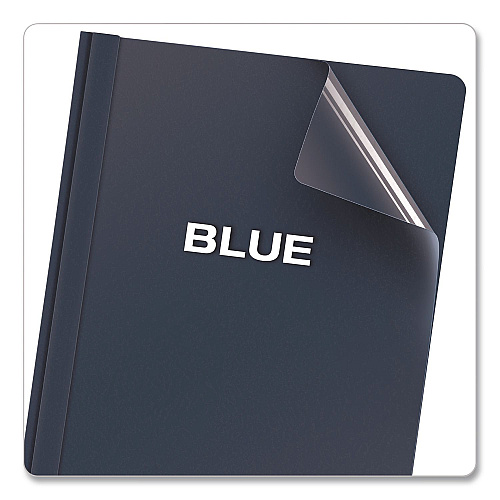 Oxford Clear Front Standard Grade Report Cover, Three-Prong Fastener, 0.5" Capacity, 8.5 x 11,  Clear/Dark Blue (55838EA)