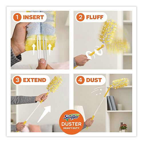 Swiffer 360 Heavy Duty Extendable Starter Dusting Kit, 3 Refills and One 6" to 3 ft Pole, 4 Kits/Carton (89114CT)