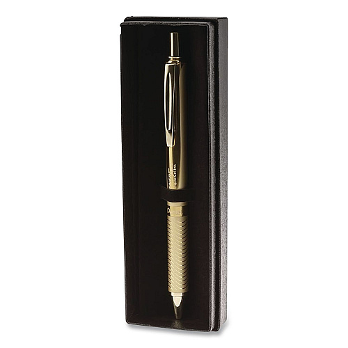 Pentel EnerGel Alloy Premium Gel Pen, Retractable, Medium 0.7 mm, Black Ink, Gold Barrel (BL407XBP)