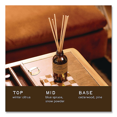 P.F. Candle Co. Reed Diffuser, Spruce, 3.5 oz, 4.25" Bottle, 9" Reeds, Amber (RD5)