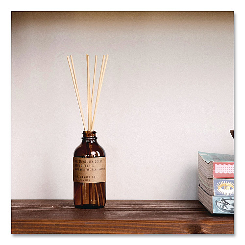 P.F. Candle Co. Reed Diffuser, Golden Coast, 3.5 oz, 4.25" Bottle, 9" Reeds, Amber (RD21)