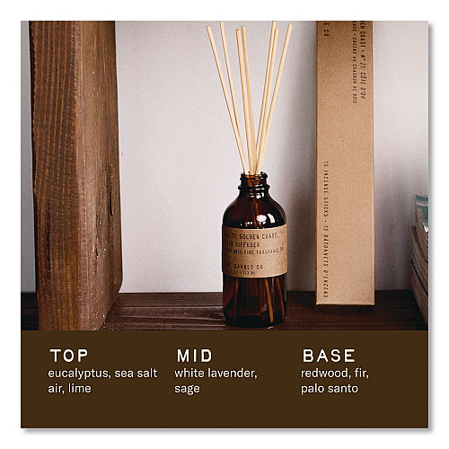 P.F. Candle Co. Reed Diffuser, Golden Coast, 3.5 oz, 4.25" Bottle, 9" Reeds, Amber (RD21)